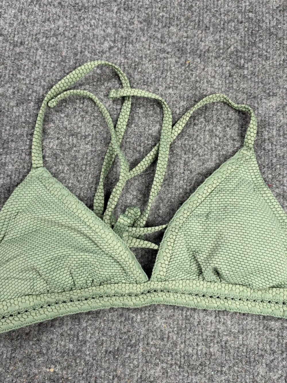 Xhilatation Sage Green Crinkle Triangle Bikini Top Women XS Small Textured